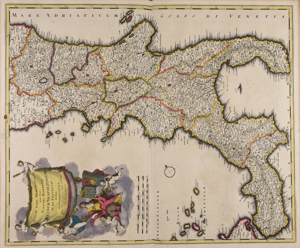 Italiae pars meridionalis quae nunc sceptri Hispanici regnum Neapolitanum in XII provincias divisum af Gerard Valck