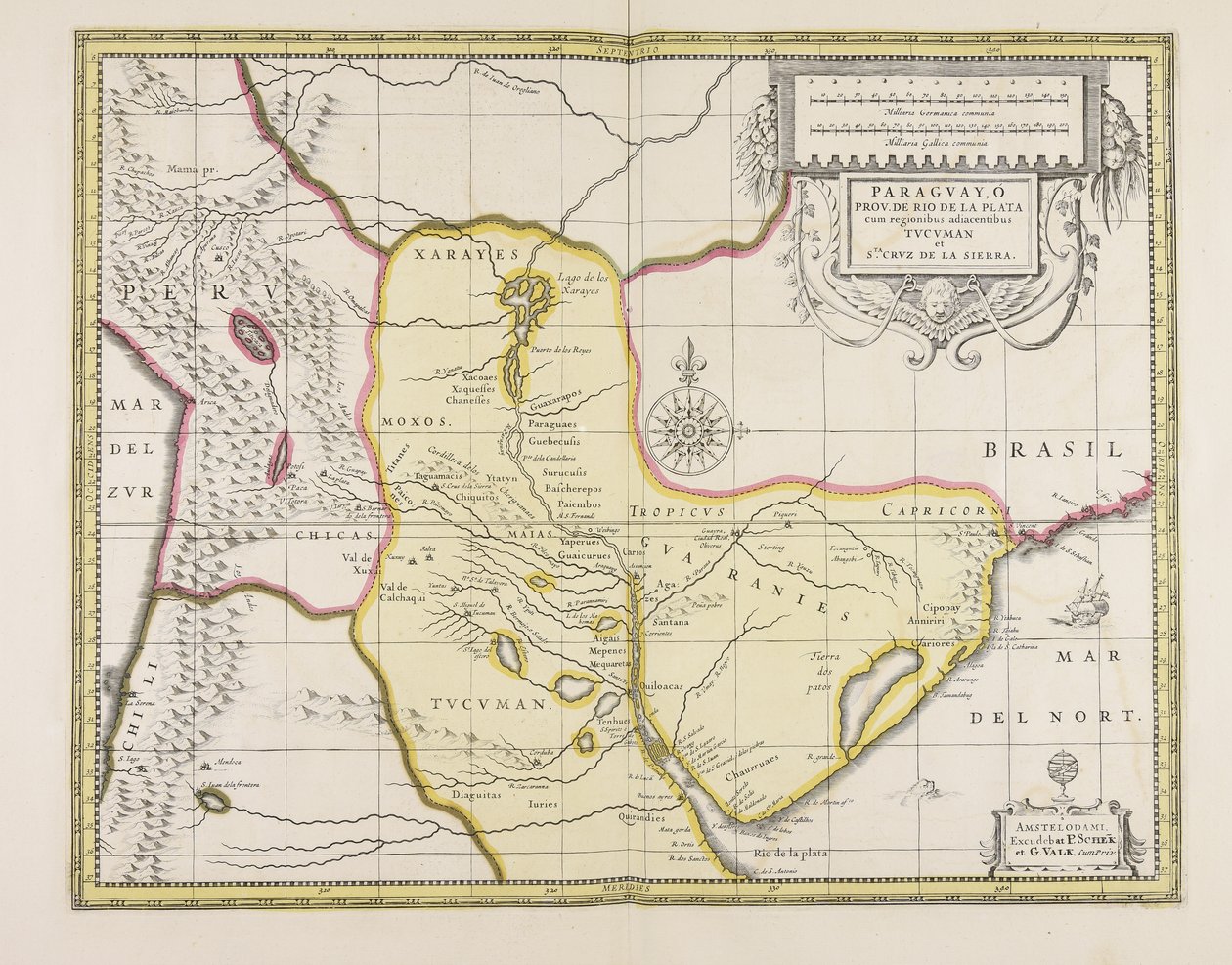 Paraguayo prov. fra Rio de la Plata med de tilstødende regioner Tucuman og S.ta Cruz de la Sierra af Gerard Valck