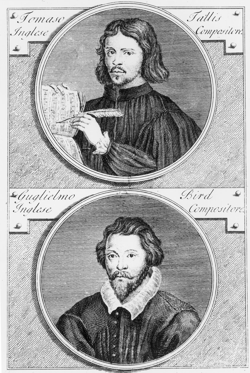 Thomas Tallis (ca. 1505-85) og William Byrd (1543-1623) graveret af Niccolo Francesco Haym (168889-c. 1729) af Gerard Vandergucht