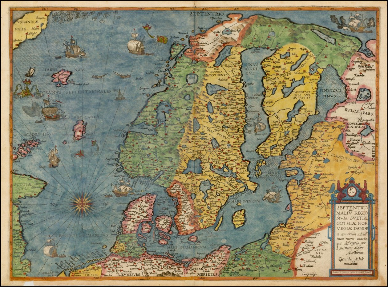 Kort over Nordeuropa fra 1593 af Gerard de Jode af Gerard de Jode