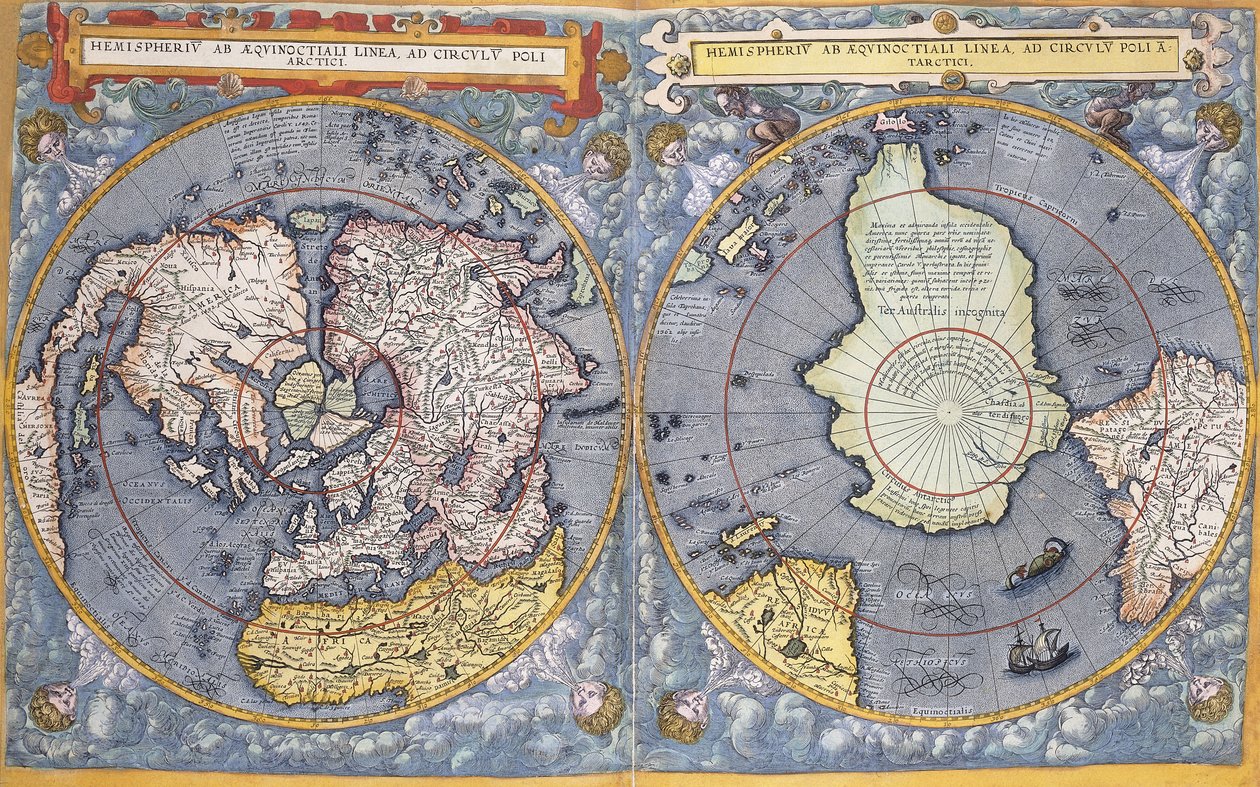 Nord- og Sydpolen, 1593 af Gerard de Jode