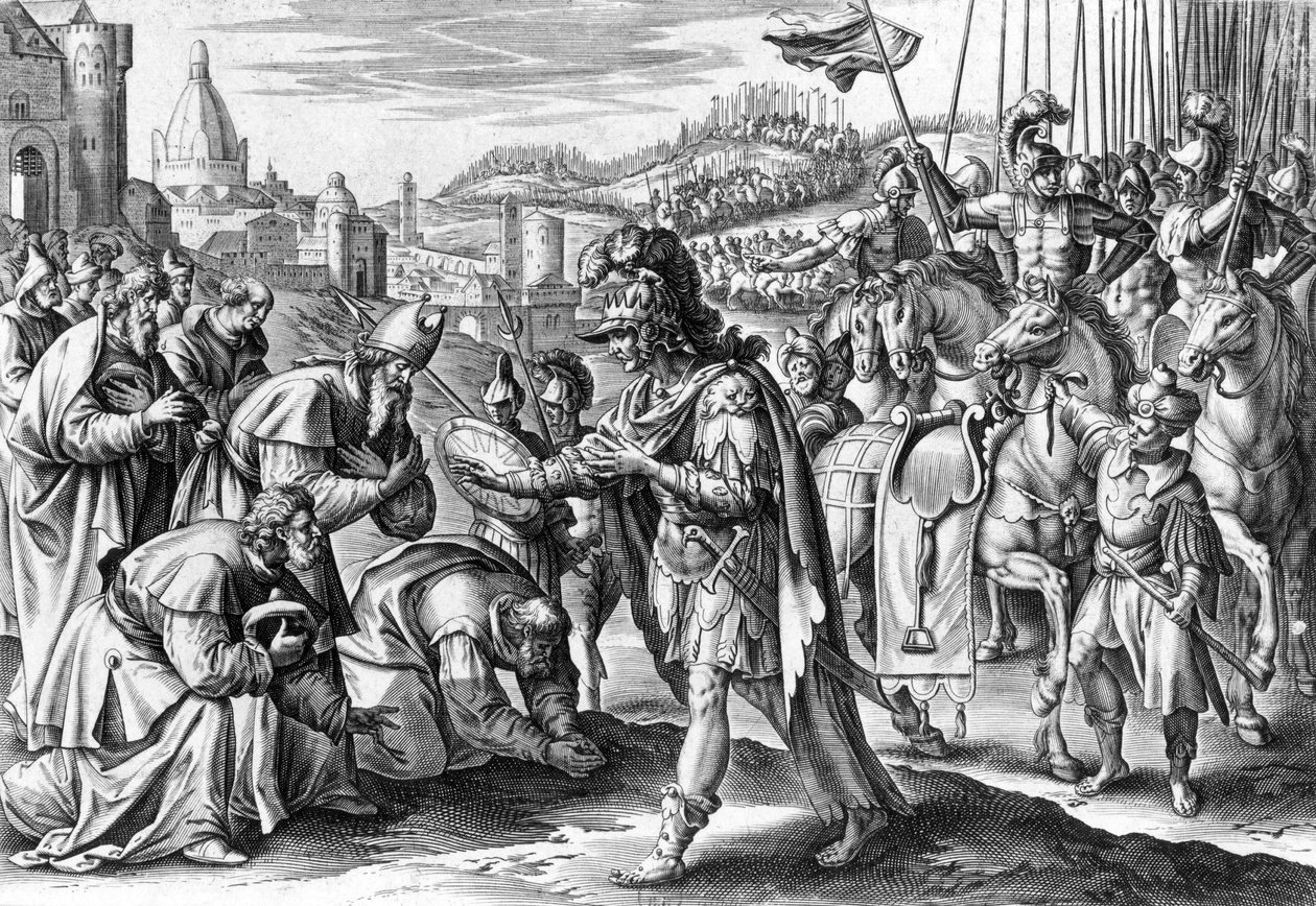 Saint Loup, biskop af Troyes får Attila (gravering) af Gerard de Jode