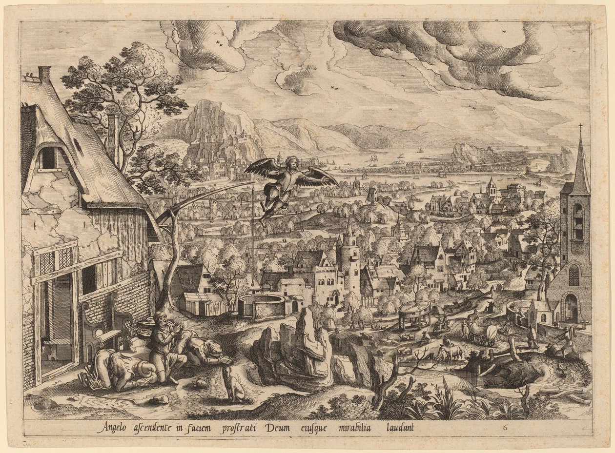 Englen forlader Tobias og hans familie af Gerard de Jode after Hans Bol