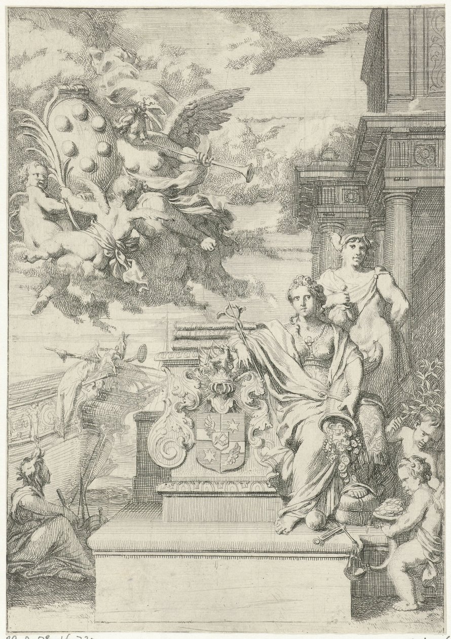 Allegori over handelen og De Medicis familievåben af Gerard de Lairesse