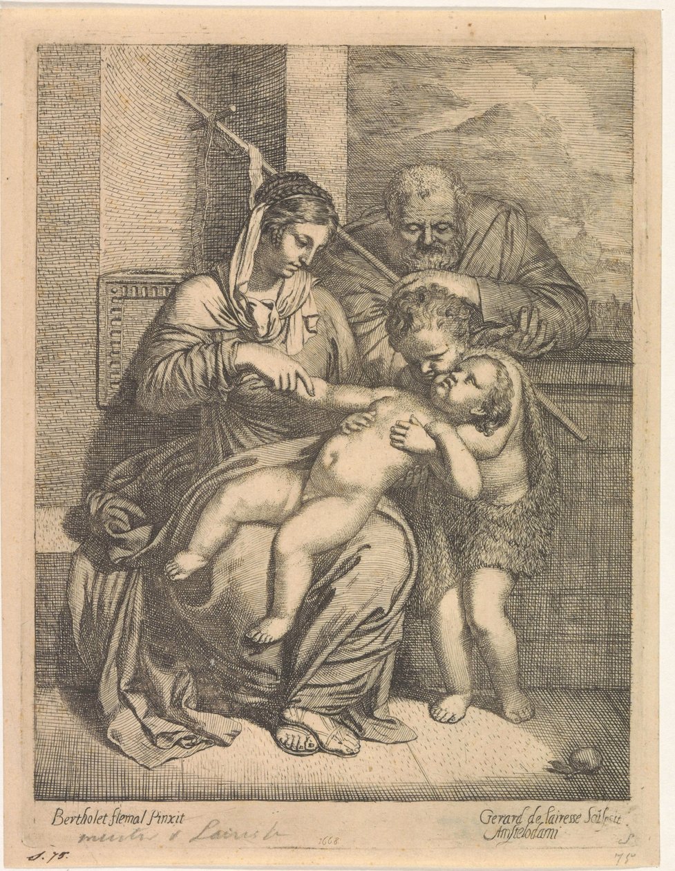 Den hellige familie med Johannes Døberen af Gerard de Lairesse