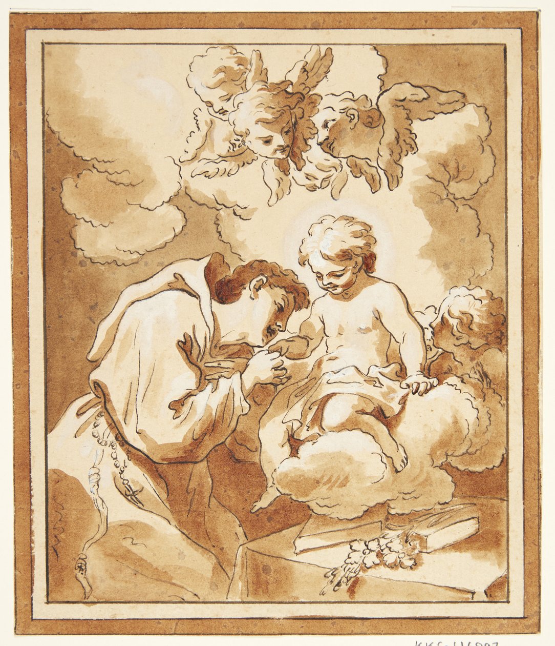 Jesusbarnet svævende på en sky af Gerard de Lairesse