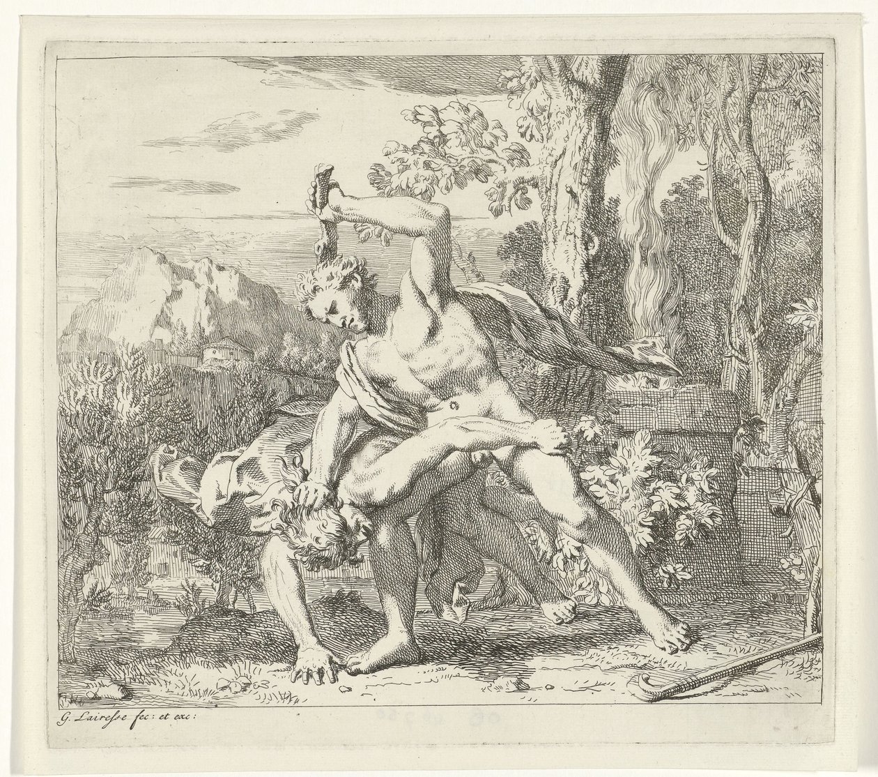 Kain dræber Abel Scener fra Genesis af Gerard de Lairesse