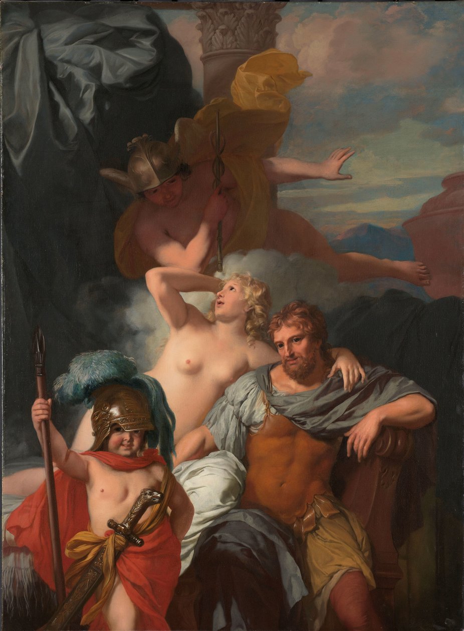 Mercury beordrer Calypso til at frigive Odysseus af Gerard de Lairesse