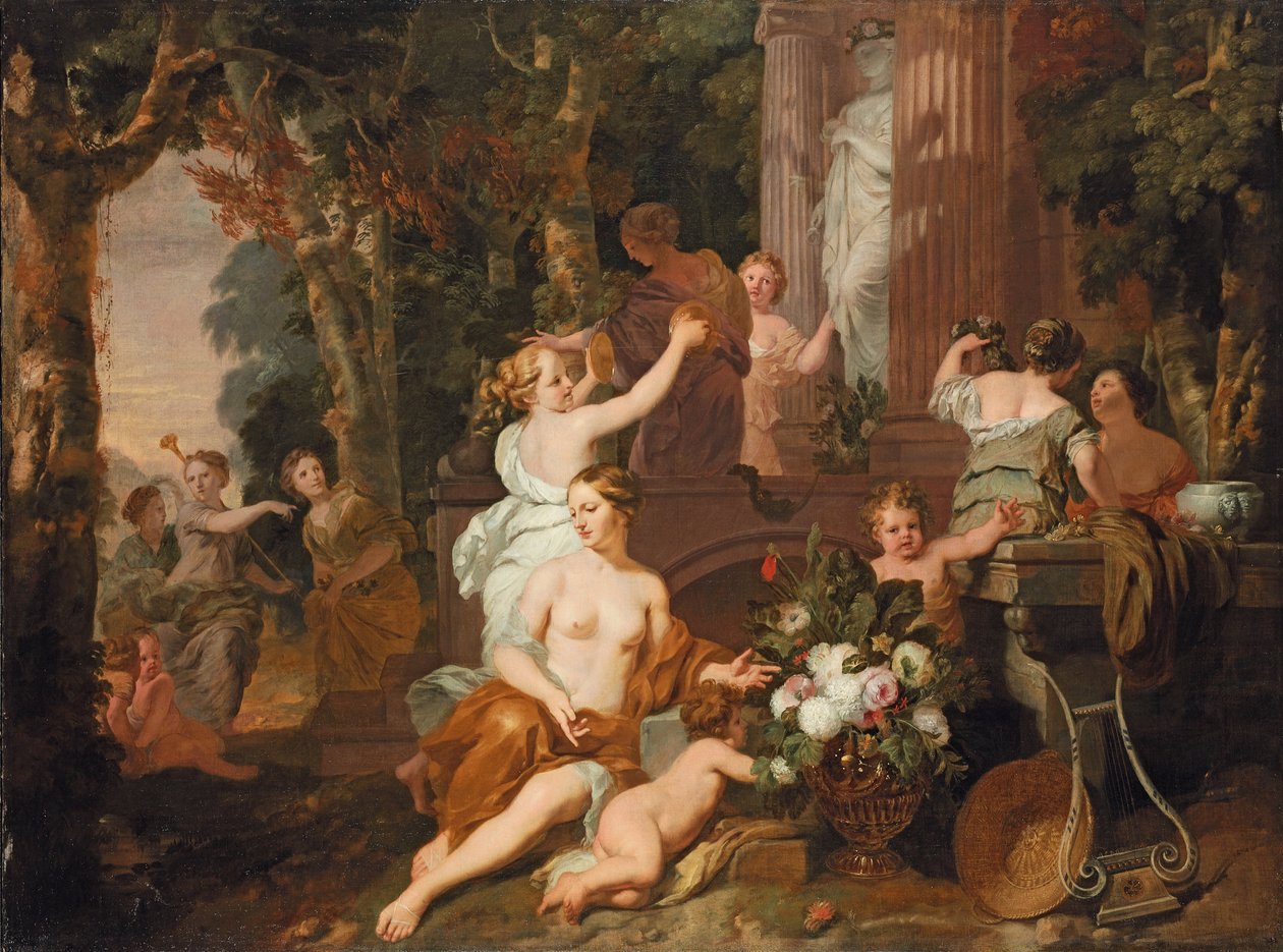 Nymfer og Bacchanter hylder ved Floras tempel af Gerard de Lairesse