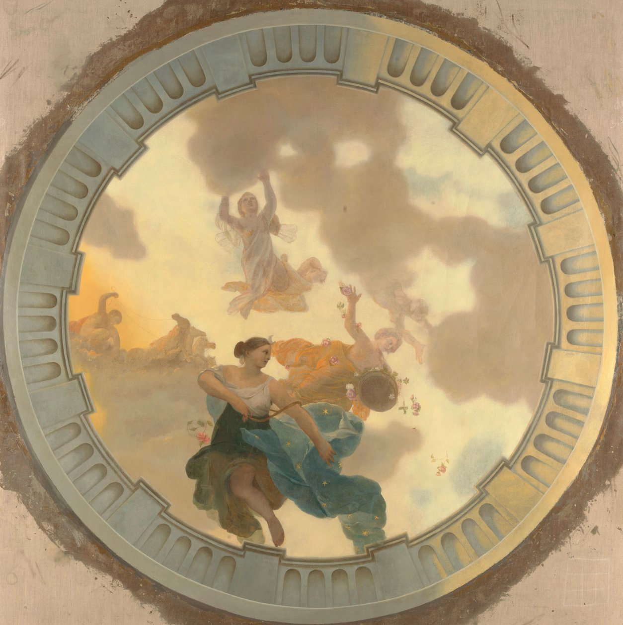 Del (midterste del) af et loftmaleri med Diana og hendes ledsagere som hovedafbildning af Gerard de Lairesse