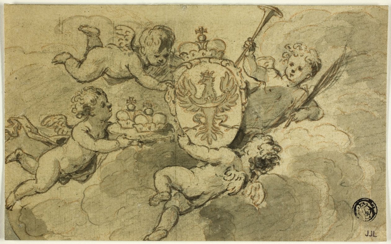 Putti og våbenskjold af Gerard de Lairesse