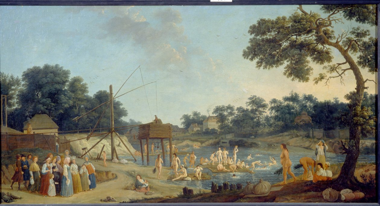 Udsigt over Serebryanicheskaya-badehusene i Moskva, olie på lærred af Gerard de la Barthe - Statens russiske museum, Skt. Petersborg af Gerard de la Barthe