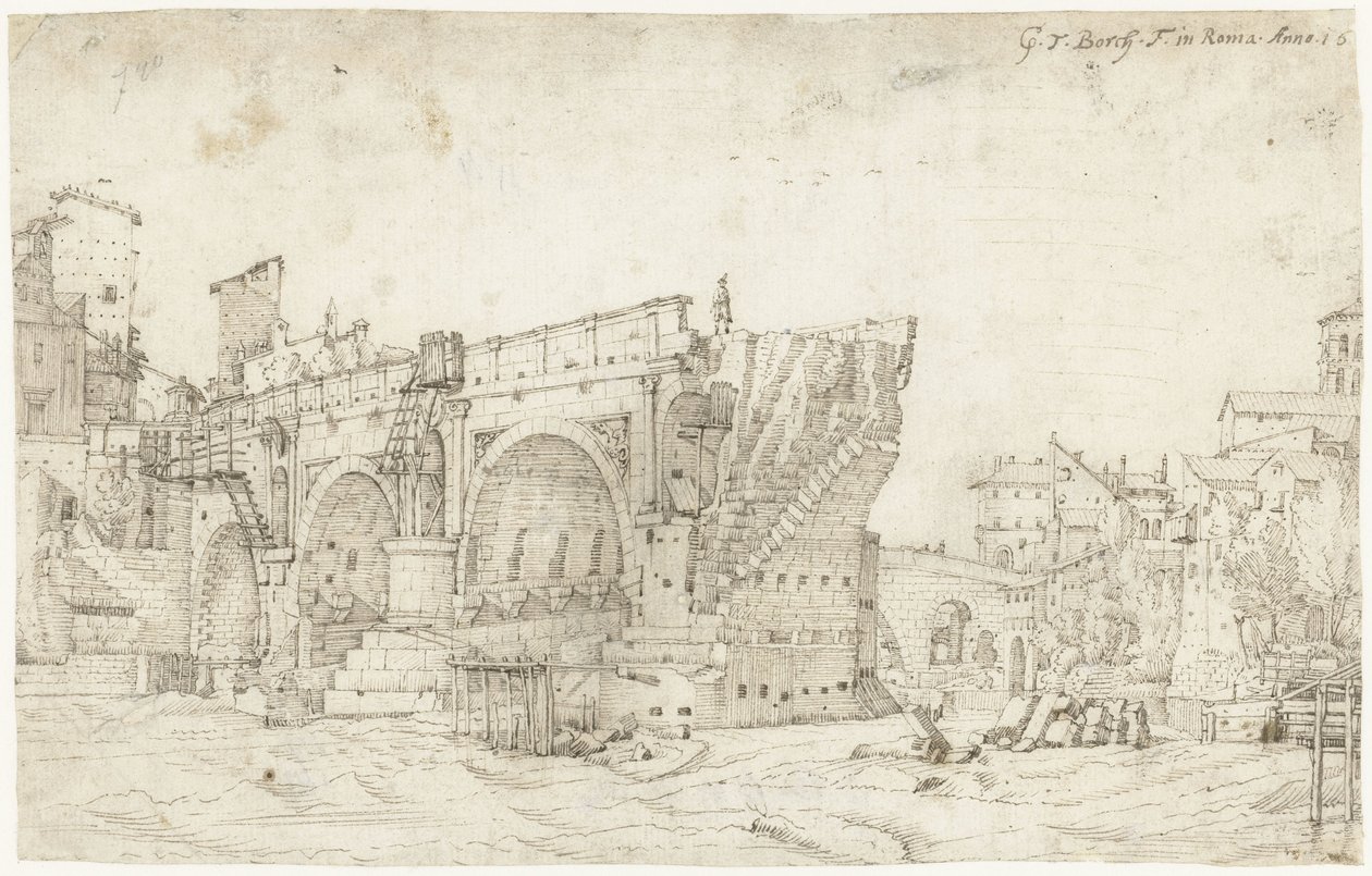 Ponte Rotto over Tiberen, Rom af Gerard ter Borch