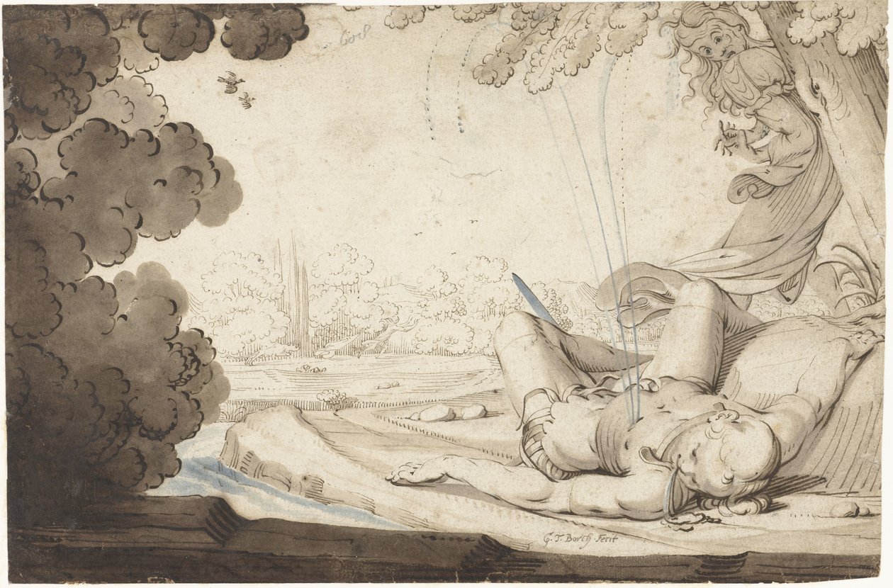 Thisbe opdager den døde Piramus af Gerard ter Borch