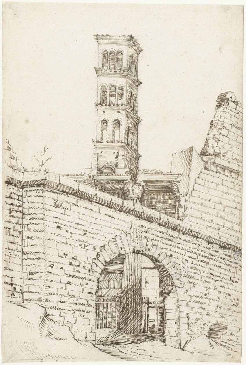 Mars Ultor-templet og Pantani-buen i Augustus Forum og San Basilio-tårnet af Gerard ter Borch (I)