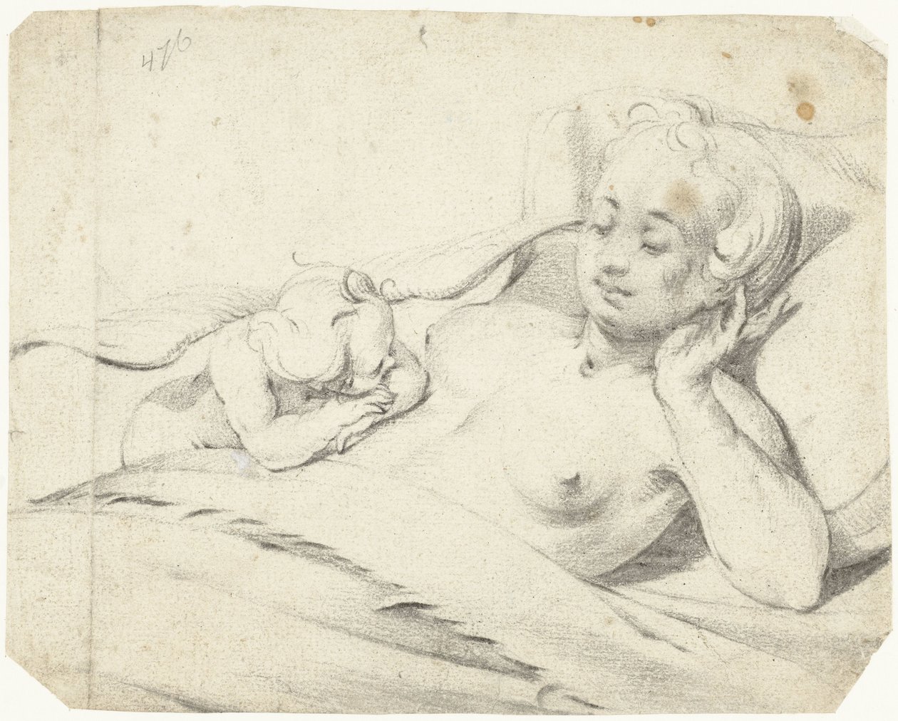 Venus i seng med at se Amor af Gerard ter Borch (I)