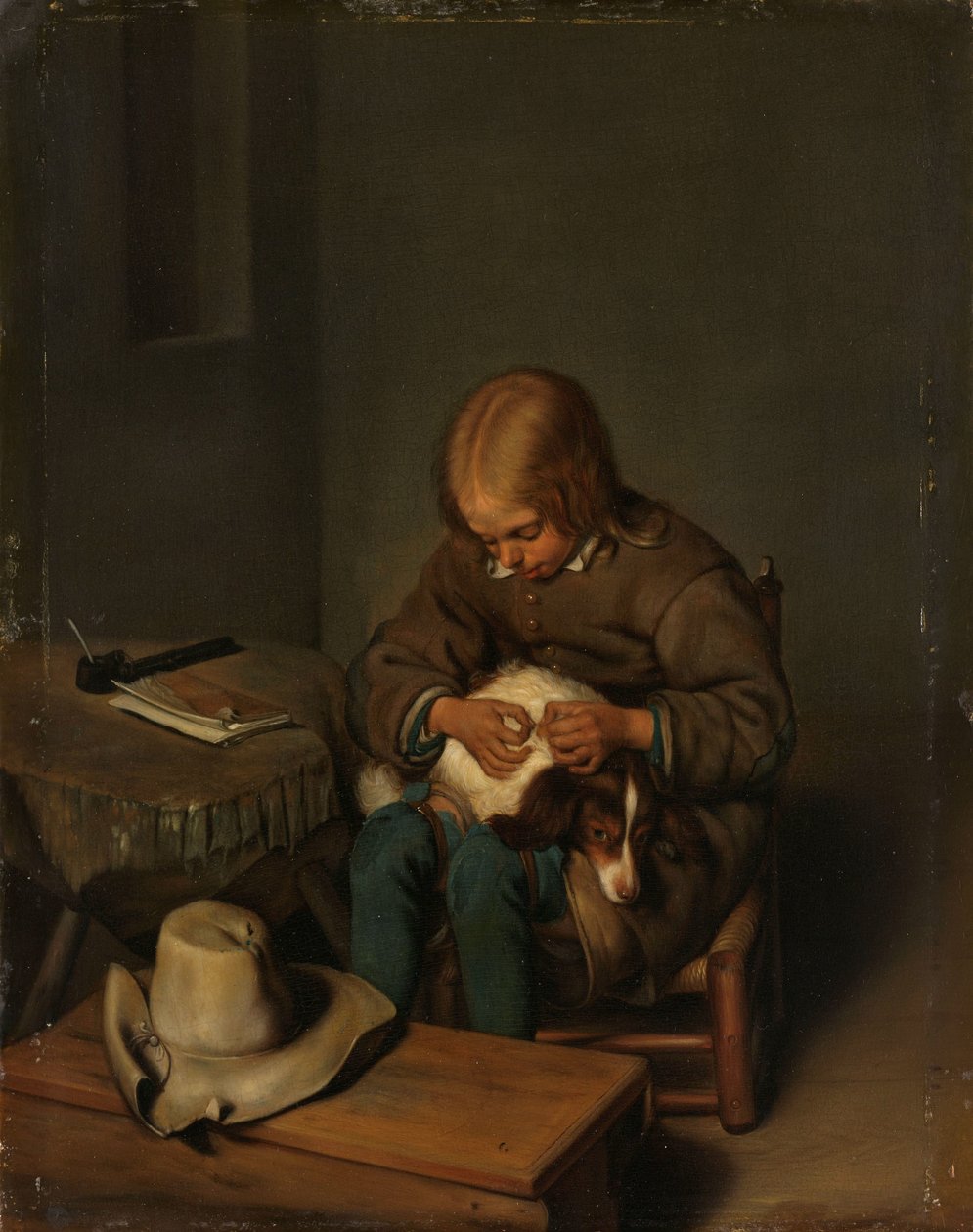 Dreng, der flygter en hund af Gerard ter Borch (II) (copy after)