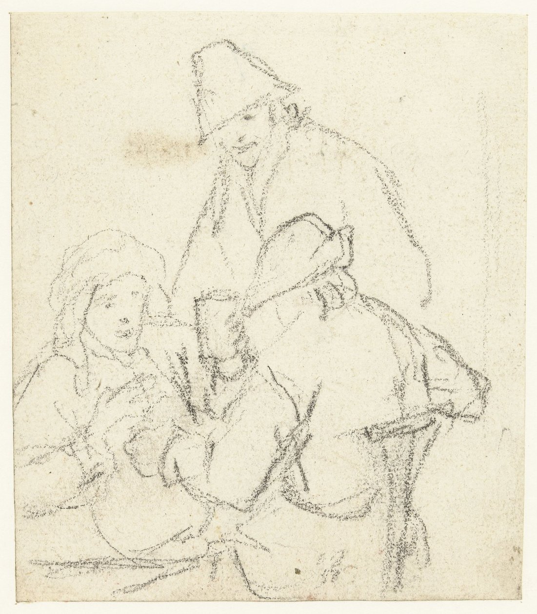 Tre drikkende bønder omkring et bord af Gerard ter Borch (II) (possibly)