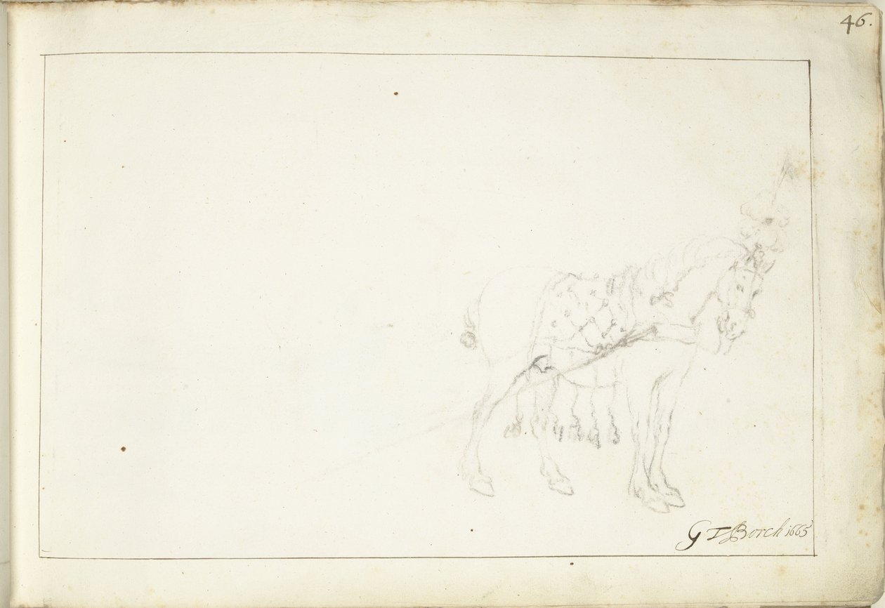 Hest, til højre af Gerard ter Borch (II) (signed by artist)