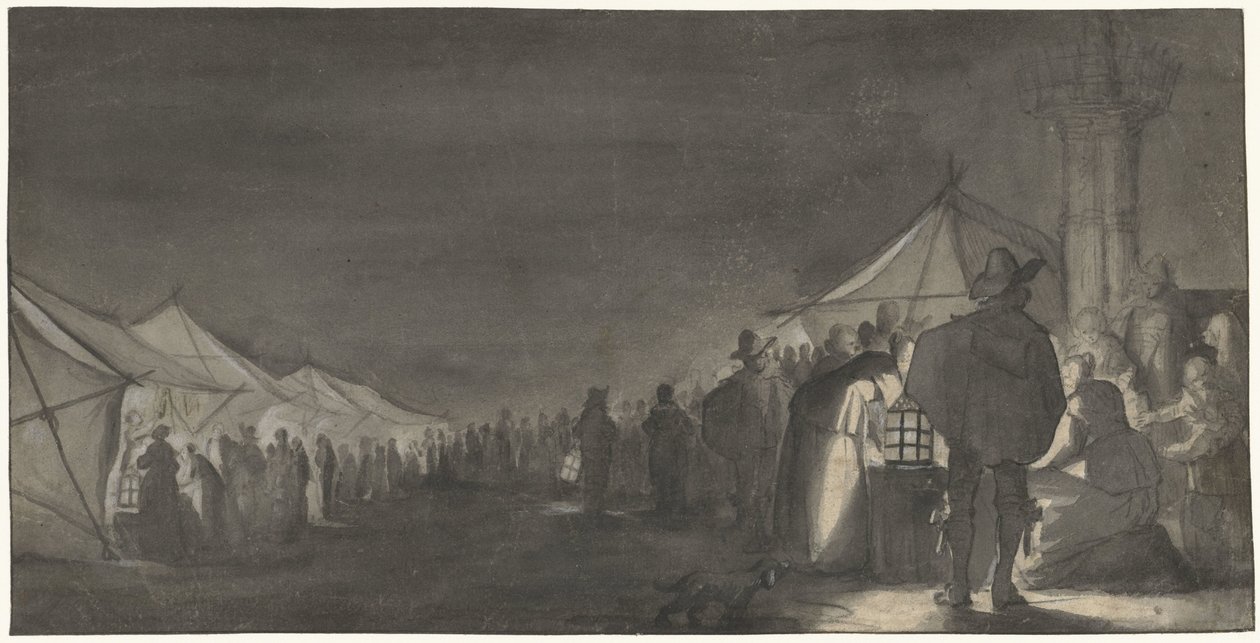 Mælkemarkedet i Zwolle, om natten af Gerard ter Borch (II)