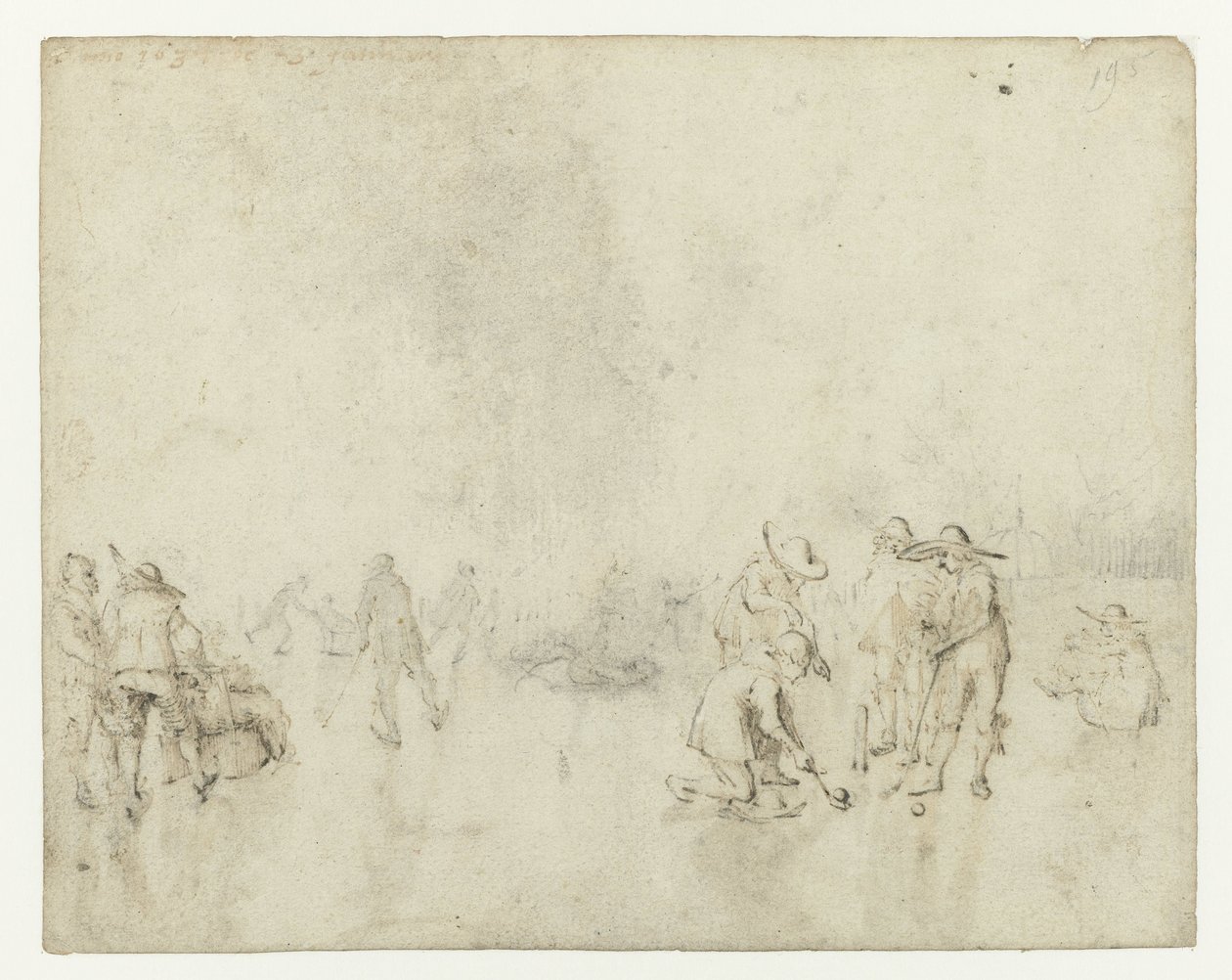 Is ansigt med kolbe spillere af Gerard ter Borch (II)