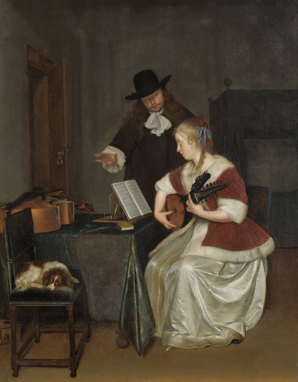 Musiklektionen af Gerard ter Borch