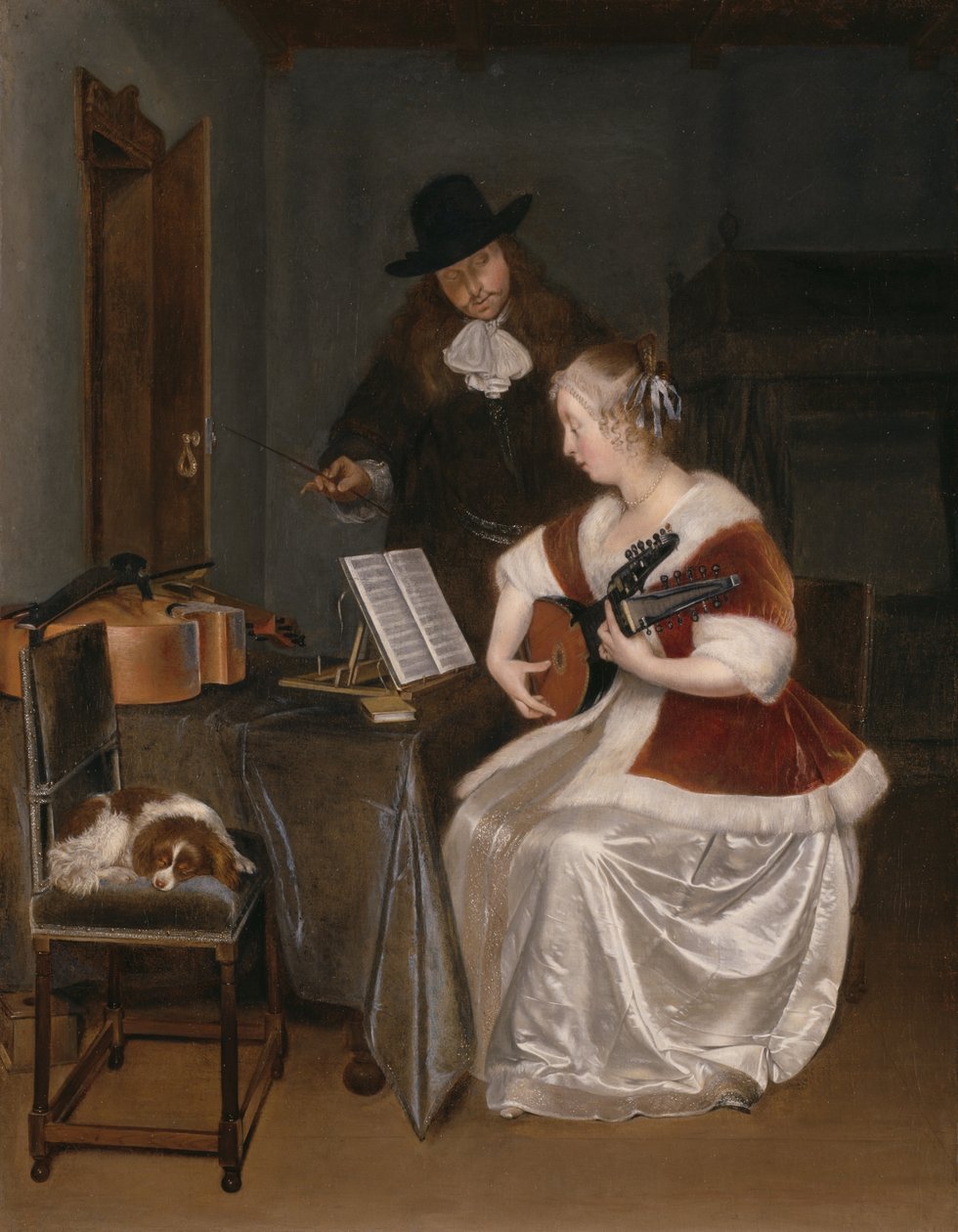 Musiklektionen af Gerard ter Borch