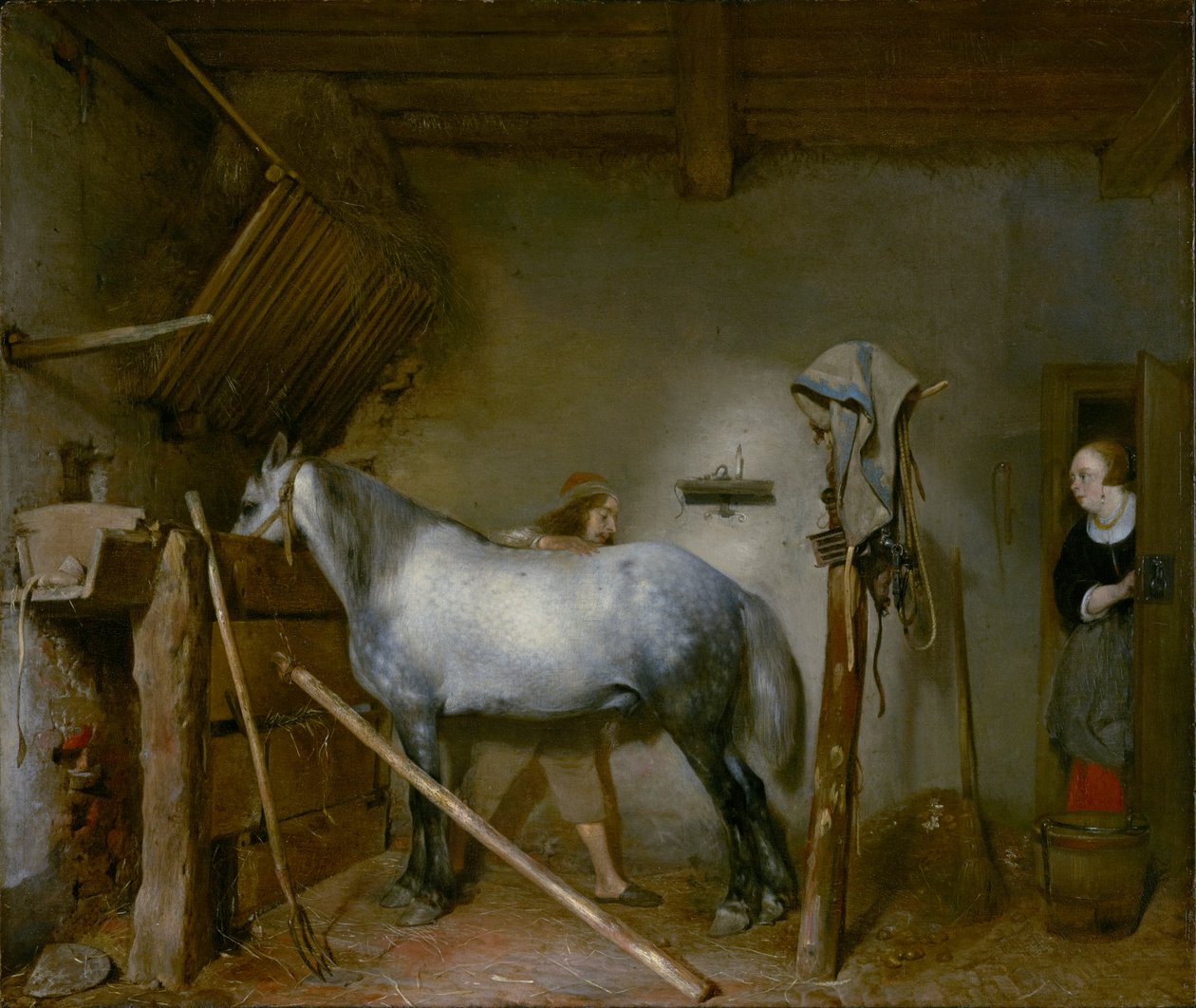 Hest i en stald, c.1652-54 af Gerard ter Borch