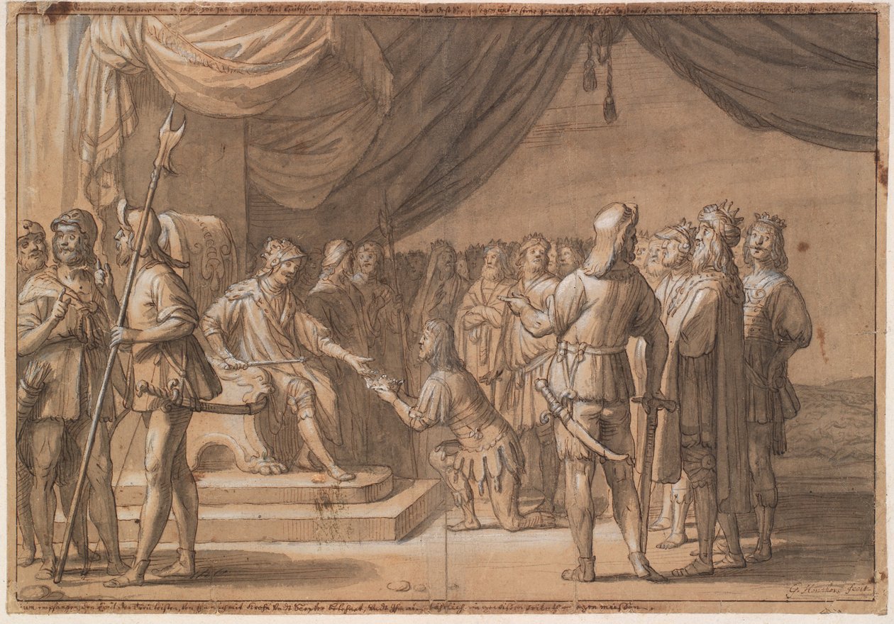 Frode Fredegod hyldes af mange konger af Gerard van Honthorst