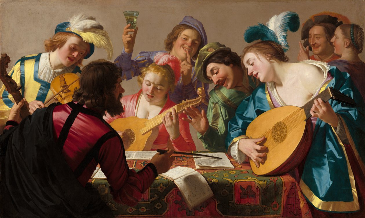 Musikere fra sen renæssance/tidlig barok (Gerard van Honthorst, Koncerten, 1623) af Gerard van Honthorst