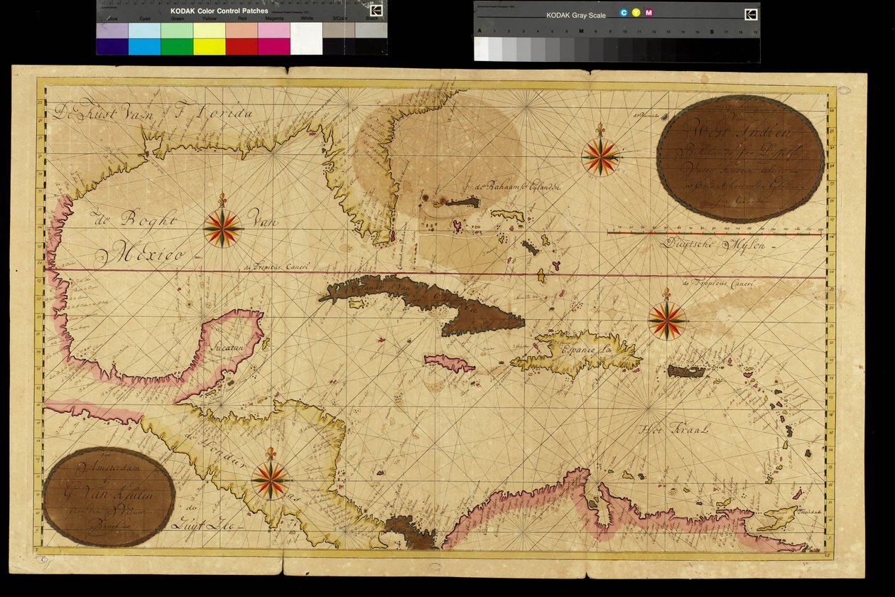 Kort over Vestindien, Caribiske Hav, Antiller af Gerard van Keulen