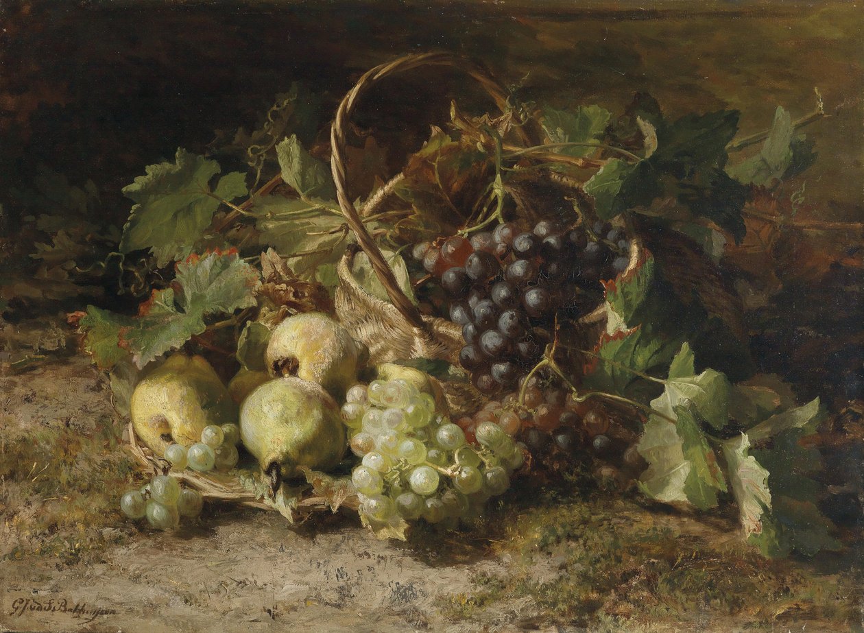 Hollandsk: Stilleven met druiven en peren Stilleben med druer og pærer af Gerardina Jacoba van de Sande Bakhuyzen