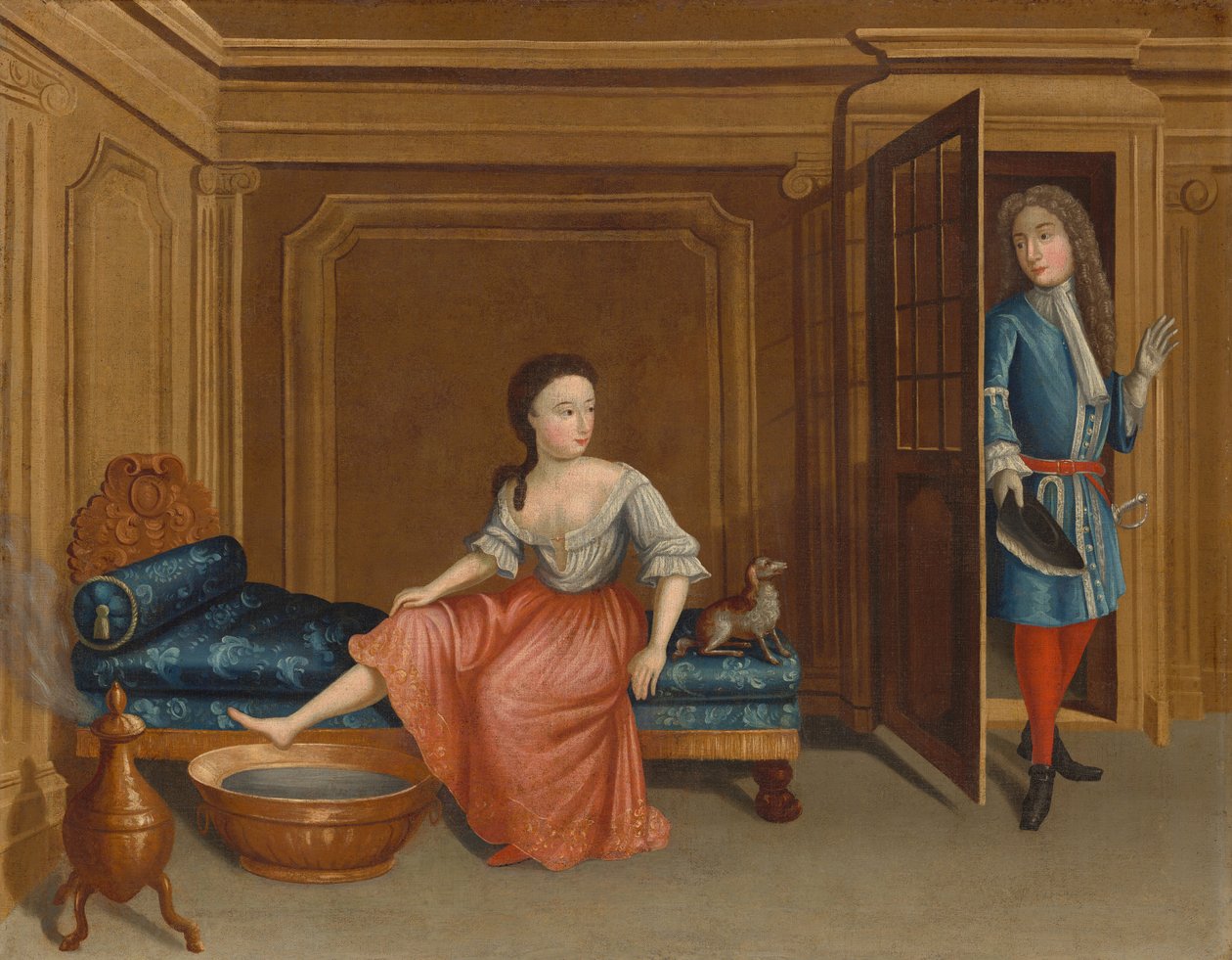 Lady afklædning til et bad, ca. 17301740. af Gerardus Duyckinck