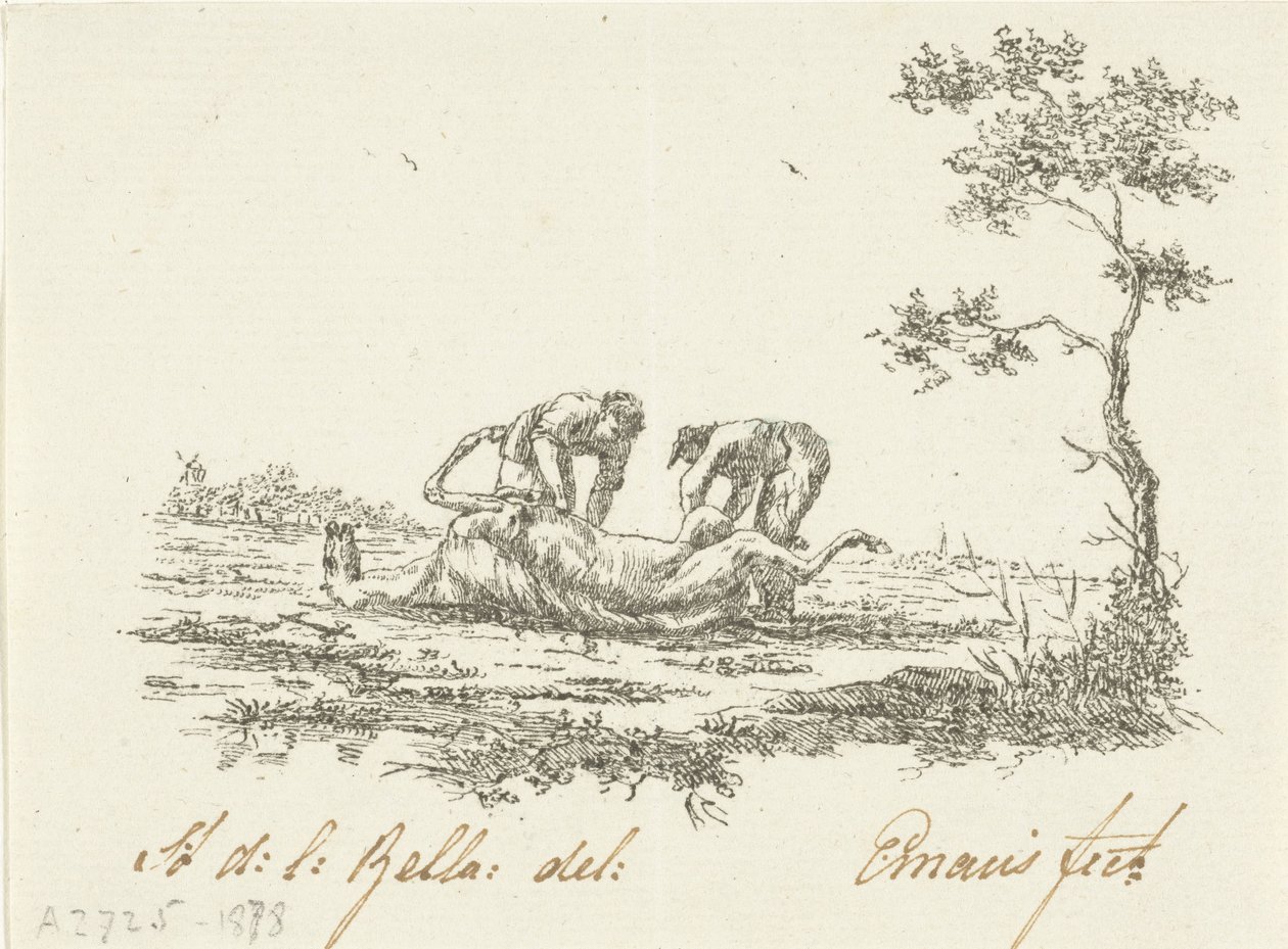 To hestehudere skinnerne af Gerardus Emaus de Micault (signed by artist)