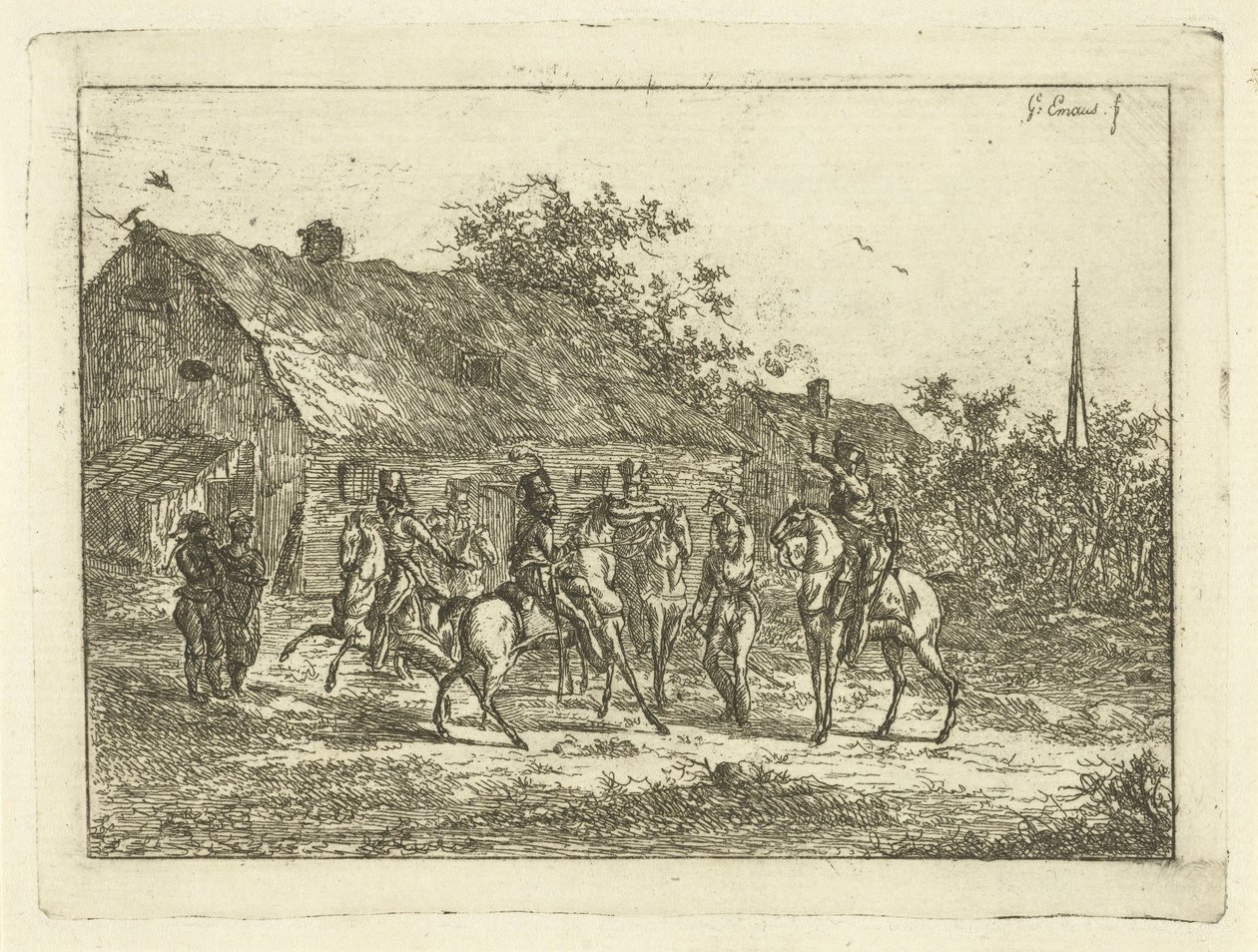 Kavaleri i en landsby Afskedsdrinken af Gerardus Emaus de Micault