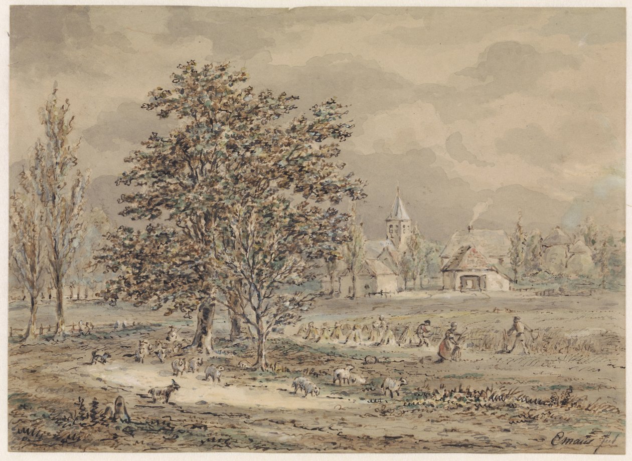Udsigt over landsbyen Zoelmond af Gerardus Emaus de Micault