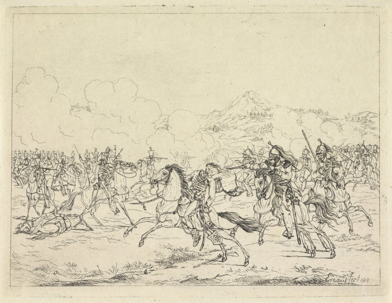 Frederik William af Brunswijks død, 1815 af Gerardus Emaus de Micault