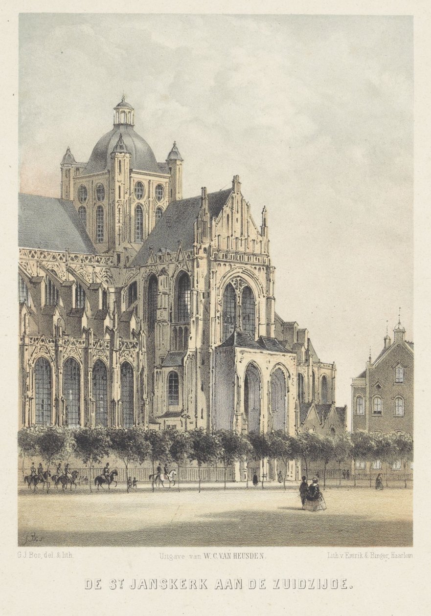 Johanneskirken i Den Bosch St. Janskerk på sydsiden (titel på objekt) af Gerardus Johannes Bos