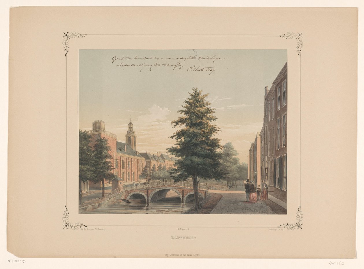 Udsigt over Rapenburg i Leiden Rapenburg (titel på objekt) af Gerardus Johannes Bos