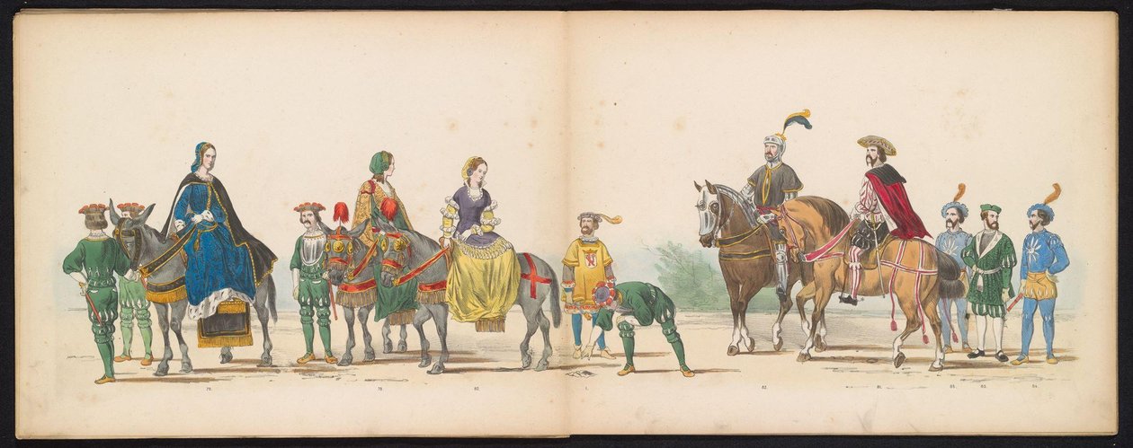 Masquerade of the Leiden Students, 1855 (plade 10) Udklædt procession afholdt af medlemmerne af Leidens studentkorps den 12. juni 1855 til fejring af 280-året for Leidsche Hoogeschool, der viser Charles V