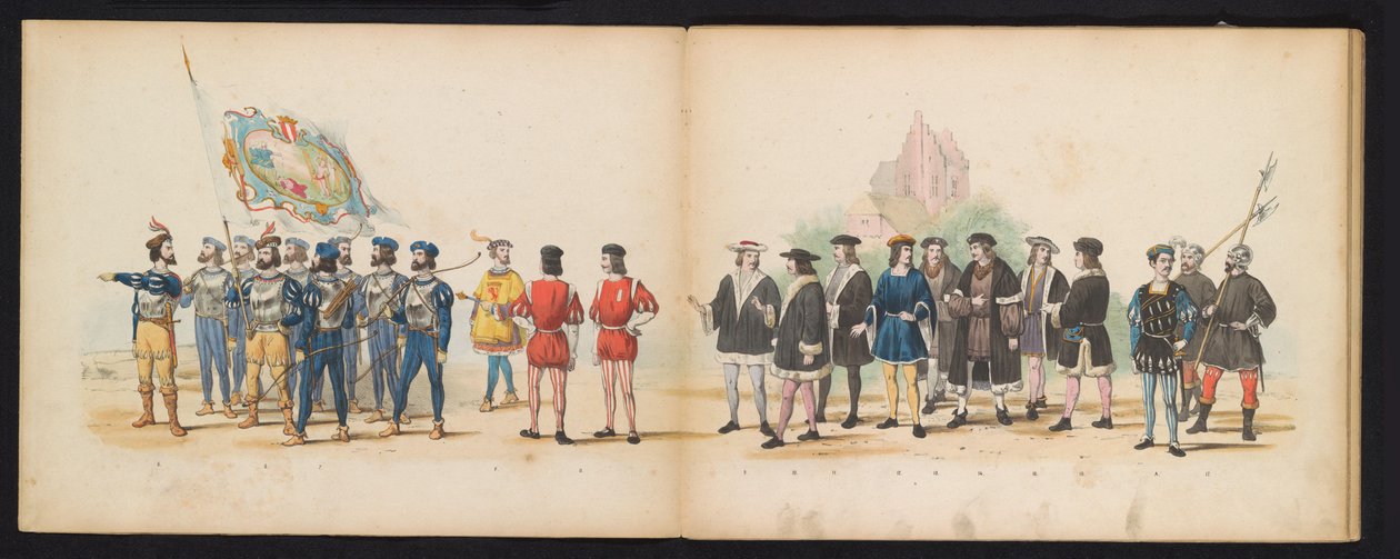 Masquerade of the Leiden Students, 1855 (plade 2) Udklædt procession afholdt af medlemmerne af Leidens studentkorps den 12. juni 1855 til fejring af 280-året for Leidsche Hoogeschool, der viser Charles V