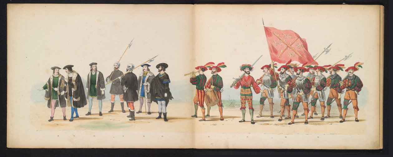 Masquerade of the Leiden Students, 1855 (plade 3) Udklædt procession afholdt af medlemmerne af Leidens studentkorps den 12. juni 1855 til fejring af 280-året for Leidsche Hoogeschool, der viser Charles V