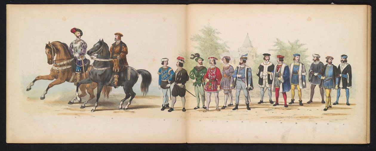 Masquerade of the Leiden Students, 1855 (plade 4) Udklædt procession afholdt af medlemmerne af Leidens studentkorps den 12. juni 1855 til fejring af 280-året for Leidsche Hoogeschool, der viser Charles V