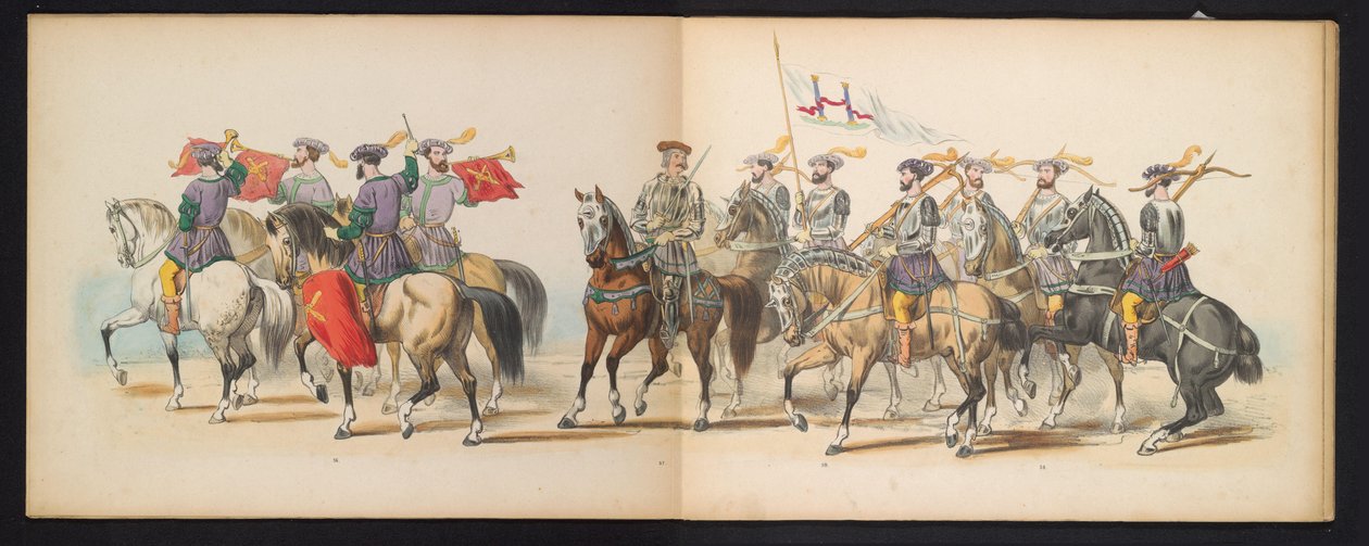 Masquerade of the Leiden Students, 1855 (plade 6) Udklædt procession afholdt af medlemmerne af Leidens studentkorps den 12. juni 1855 til fejring af 280-året for Leidsche Hoogeschool, der viser Charles V
