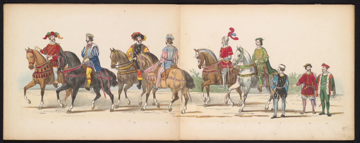 Masquerade of the Leiden Students, 1855 (plade 9) Udklædt procession afholdt af medlemmerne af Leidens studentkorps den 12. juni 1855 til fejring af 280-året for Leidsche Hoogeschool, der viser Charles V