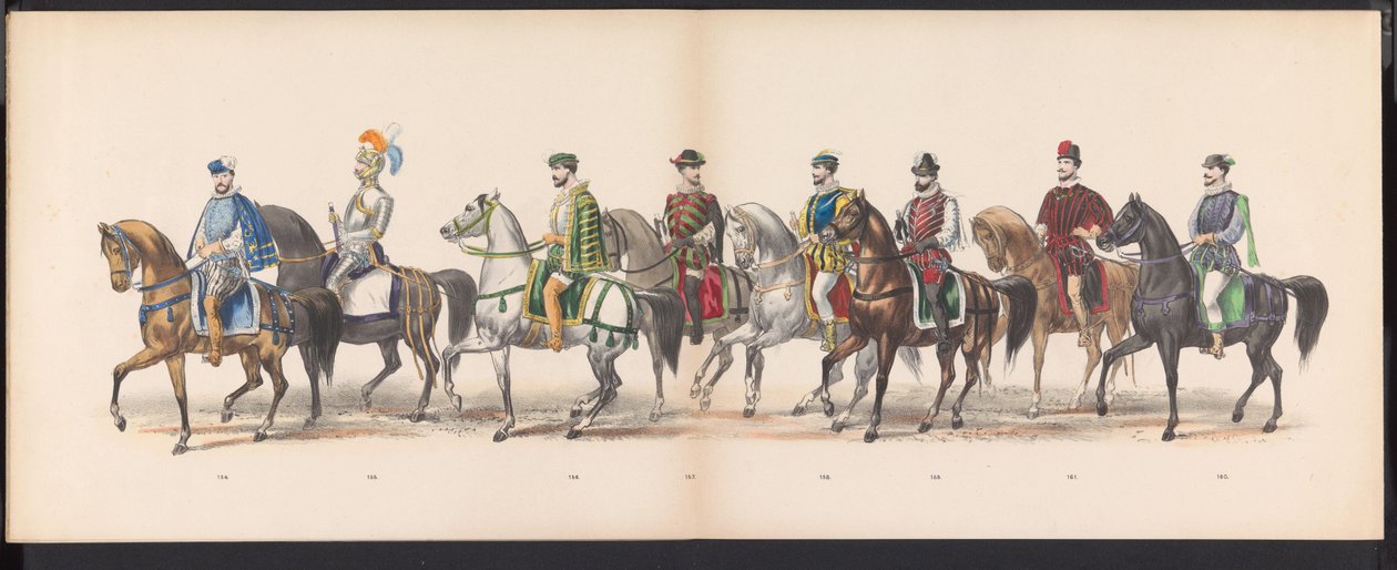 Masquerade of the Leiden Students, 1870 (plade 13) Udklædt procession afholdt af medlemmerne af Leidens studentkorps den 7. juni 1870 til fejring af 295-året for Leidsche Hoogeschool, der skildrer et besøg i Leiden i af Gerardus Johannes Bos