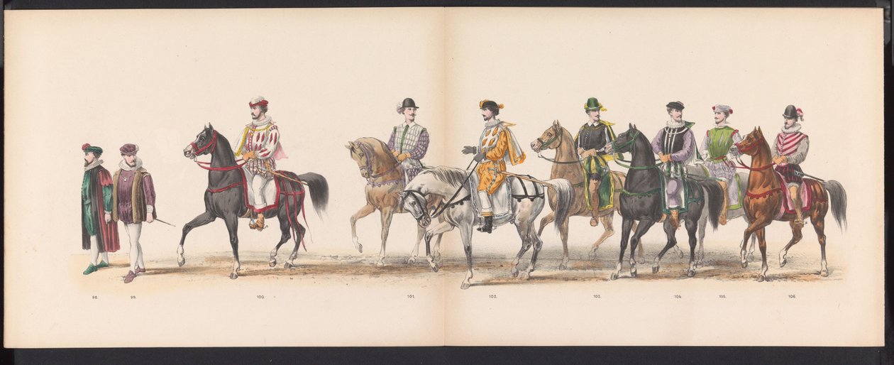 Masquerade of the Leiden Students, 1870 (plade 8) Udklædt procession afholdt af medlemmerne af Leidens studentkorps den 7. juni 1870 til fejring af 295-året for Leidsche Hoogeschool, der skildrer et besøg i Leiden i af Gerardus Johannes Bos