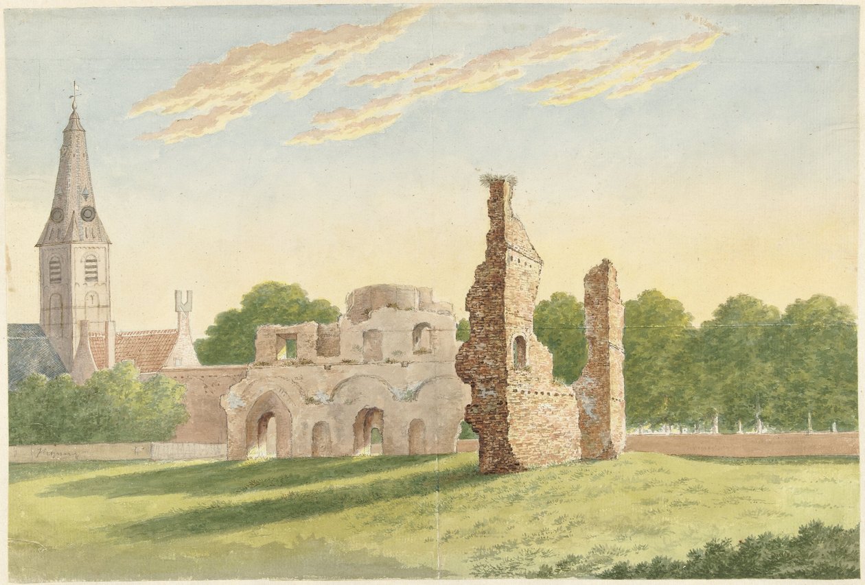 Ruinerne af klosteret Rijnsburg af Gerardus Johannes Verburgh