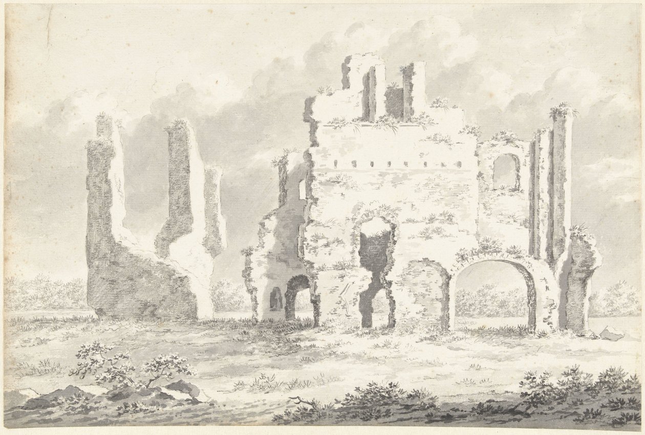 Ruinerne af klosteret Rijnsburg af Gerardus Johannes Verburgh