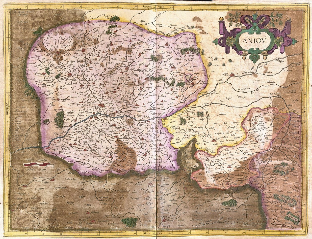 Anjou, Loire-landene, Frankrig (gravering af Gerardus Mercator